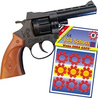 Hochwertige Pistole Revolver Gewehr inkl. 144 Schuss-Munition Polizei Cowboy für Kinder & Erwachsene Kostüm-Zubehör (Kleiner Revolver)