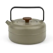 Bredemeijer kleine Guss Teekanne 0,75 Liter - gusseiserne Kanne in Khaki-Grün mit Deckelknauf aus Holz & Edelstahl-Teefilter - für alle Teesorten geeignet