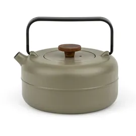 Bredemeijer kleine Guss Teekanne 0,75 Liter - gusseiserne Kanne in Khaki-Grün mit Deckelknauf aus Holz & Edelstahl-Teefilter - für alle Teesorten geeignet