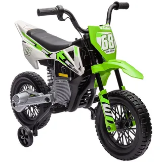 aiyaplay Kinder Elektro-Motorrad, 12V Kindermotorrad mit Musik, Kinderfahrzeug mit abnehmbar Trainingsrädern, 2,4-5 km/h, für 3-6 Jahre Kinder, max. 30 kg, Grün