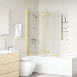 vidaXL Elijah Duschwand rechts 130 x 138 cm Gold transparent
