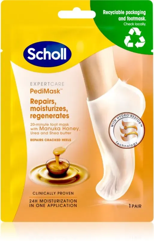 Scholl PedimaskTM Manuka Honey tiefenwirksame nährende Maske für Füssen 1 Paar