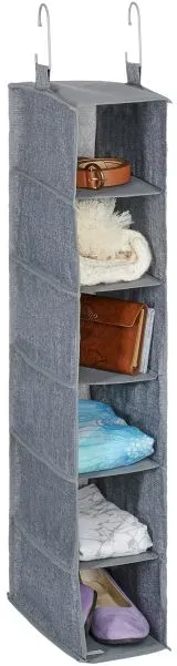 Relaxdays Kleiderschrank Hängeregal mit 6 Fächern Schwarz,Grau