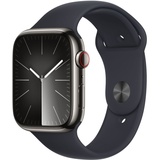 Apple Watch Series 9 GPS + Cellular 45 mm Edelstahlgehäuse graphit, Sportarmband mitternacht M/L