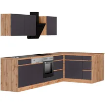 kochstation Winkelküche L-Form 340 x 150 cm grau