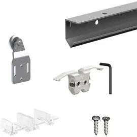 OEM Schiebetürbeschlag Slid'up 120, Laufschiene 200 cm, 1 Tür bis 45 kg, für Schranktüren, Kleiderschränke, Nischen