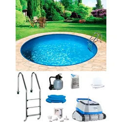 Rundpool MY POOL BWT "POWER", weiß, H:150cm Ø:500cm, Schwimmbecken, inkl. Poolroboter POWER ONE4ALL