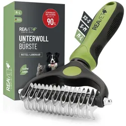 REAVET Unterwollbürste M-L für Hunde & Katzen - Sanft & Effektiv