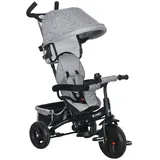 Homcom 6-in-1 Dreirad mit Schubstange, Kinderdreirad mit abnehmbarem Sonnendach, Laufrad mit 5-Punkt-Sicherheitsgurt, Korb, Getränkehalter, für 1-5 Jahre