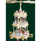 Erzgebirgische Volkskunst Richard Glässer GmbH Weihnachtspyramide Tischpyramide Erzgebirge Pyramide Christi Geburt weiß Höhe 40 cm