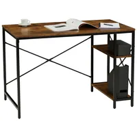 Schreibtisch TAVIRA im Industrial Stil aus Metall in schwarz und MDF in Vintage Optik, Tisch im minimalistischen Vintage Look mit 2 offenen Fächern