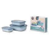 Mepal Cirqula rechteckig flach Aufbewahrungsbehälter-Set, 3-tlg. Kunststoff blau 0,5/1,0/2,0 l
