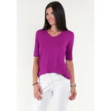 Seidel Moden V-Shirt SEIDEL MODEN, Damen, Gr. 38, lila (beere), Jersey, Obermaterial: 95% Viskose, 5% Elasthan, unifarben, figurumspielend hüftlang, V-Ausschnitt, eingesetzt abgesteppt, Shirts, mit Halbarm aus softem Material, MADE IN GERMANY