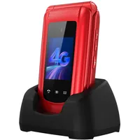 Tosaju 4G Seniorenhandy Klapphandy ohne Vertrag Großtasten Handy für Senioren mit Ladestation SOS Notruftaste 1000 mAh Akku Lange Standby-Zeit 2,4 und 1,8 Zoll Doppel Farbdisplay