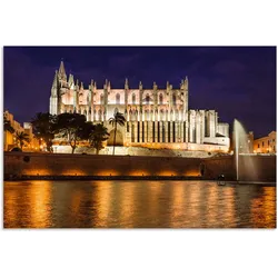 Artland Alu-Dibond-Druck »Kathedrale in Palma de Mallorca Balearen«, Gebäude, (1 St.), für Innen- und Außenbereich geeignet, Outdoorbild Artland Farbe Bild(er): goldfarben