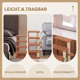 PawHut Katzentreppe 4 Stufen Hundetreppe Plüsch Braun 60 x 40 x 64 cm
