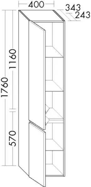 Burgbad Hochschr.Lin20 Melamin 1760x400x245 Eiche Dekor Baumwolle, HSPF040LF6799 HSPF040LF6799