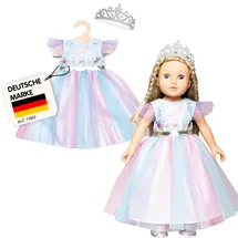 Heless 1130 - Kleid für Puppen im Design Fee und Einhorn mit silberner Krone, Größe 28 - 35 cm