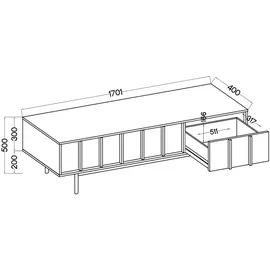 Selsey TV Schrank Lowboard Board Sideboard Fernsehtisch Fernsehschrank 3 Schubladen, Eichenholzoptik, 170 cm -