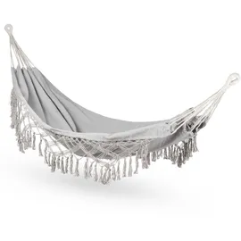 outtec Hängematte 200x150cm, bis 200 kg, für 1-2 Personen, aus Baumwolle, für Garten, Balkon & Terrasse, Atmungsaktiv, Grau