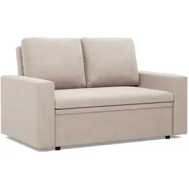 mebligo - NEO Kollektion Sofa 2 Sitzer Mit Schlaffunktion 148 x 90 x 87 cm, Schlafsofa Mit Bettkasten, Kleines Wohnzimmer Sofa Beige