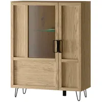 Feldmann-Wohnen Standvitrine, Braun, Holz, 4 Fächer, Rechteckig, 95x124x42 cm,