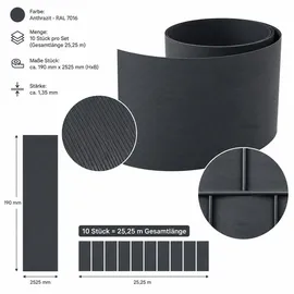 MuCoLa Sichtschutzstreifen 260 x 19 cm Grau PVC 10 St.