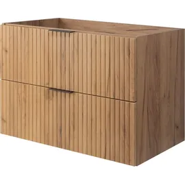 Rodan | Waschbeckunterschrank - 80cm | Braun matt - Eiche | B/H/T 80/57/46cm | 2 Softclose-Schubladen | Badezimmerschränke, Badmöbel, Unterschränke - Braun
