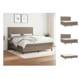 vidaXL Boxspringbett mit Matratze Taupe 180x200 cm Stoff