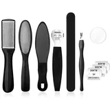 Ruayia Hornhautentferner Fußschaber Set [10 er-Pack] Mit 3 Pcs Ersatzklingen, Kallusentferner kopfabgestorbene Haut Hornhauthobel Füße Hornhautrasierer - Schwarz