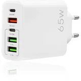 65W USB C Ladegerät, 5 Port Ladegerät mit 2 USB-C und 3 USB-A Schnellladegerät PD 3.0 Power Adapter Ladestecker Ladeadapter für iPhone 16 15 14 13 Pro Max SE 2020 XS XR 8 7, Samsung, Handys