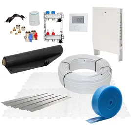 thermova Trockenestrichsystem 80 m2 25 mm WLG 035 Alu-Verbundrohr 7 Heizkreise LCD Regler 230 V