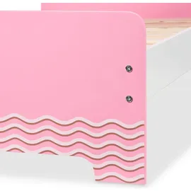 Relaxdays Kinderbett mit Rausfallschutz 70 x 140 cm MDF weiß rosa