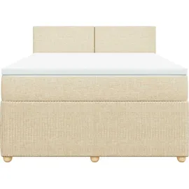 vidaXL Boxspringbett mit Matratze Creme 140x190 cm Stoff - Creme