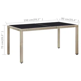 vidaXL Garten-Essgruppe 7-tlg. beige