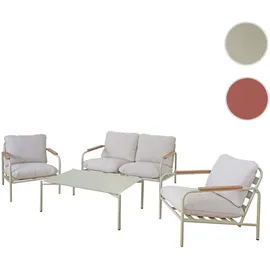 Mendler HWC-O11 Loungesessel hellgrün/beige