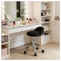 BBWL Drehstuhl höhenverstellbarer Computerhocker mit Metallbasis 360° Rollen 120kg, Drehbarer Bürostuhl ergonomischer Samt Make-up Friseurstuhl schwarz