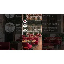 GGM Möbel Bistrotisch 80 x 80 x 75 cm Eiche/Schwarz