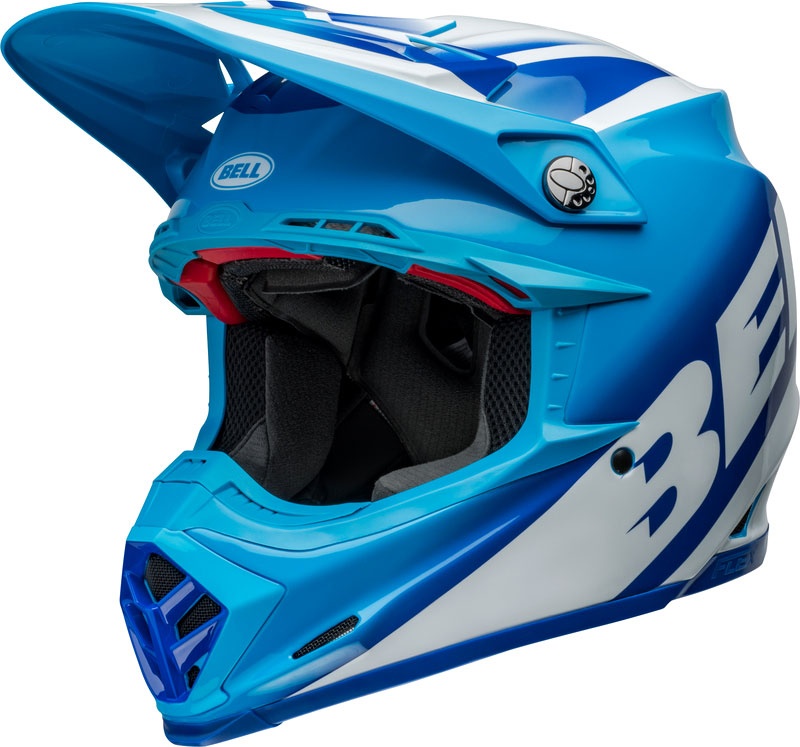 Bell Moto-9S Flex Rail, casque à croix - Bleu/Bleu Clair/Blanc - L