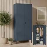skølm Ituri Metallschrank Anthrazit – Kleiderschrank mit 6 Fächern & 2 Kleiderstangen – Garderobenschrank Flur 80 cm breit – Schlafzimmerschrank Industrial Style – Stahlschrank für Wohnzimmer & Büro