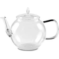 Feelino Glaskanne 1300 ml | Borosilikatglas | mit Deckel und Teesieb Transparent