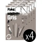 Clairefontaine 975808C - Packung mit 4 Blöcken Paint ́ON Gris, Block A5, kopfseitig geleimt, 30 Blatt, 250g, grau, 4 Stück