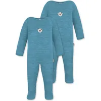 normani Outdoor Sports 2er Pack Baby Merino Strampler „Levin" in Blau | Gr.: 74