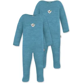 normani Outdoor Sports 2er Pack Baby Merino Strampler „Levin" in Blau | Gr.: 74