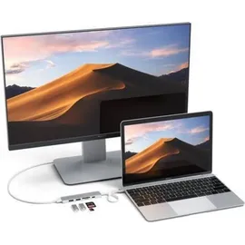 Satechi USB-C Hub Slim, Multiport-Adapter, Dockingstation mit 4K HDMI, 60W Power Delivery, 2X USB-A, SD/MicroSD-Kartenleser – Silber