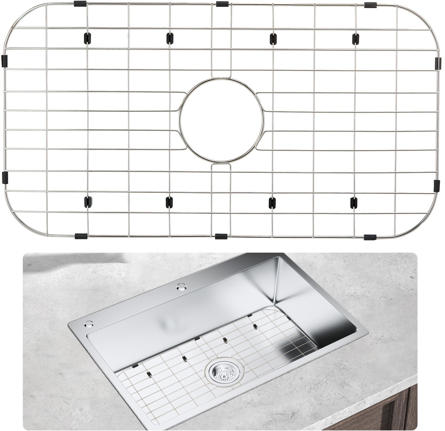 VEVOR Spülbeckenschutz Küchenspüle 660 x 356 x 25,4 mm Edelstahl Abtropfgitter Spülbeckenmatte, Spülbeckengitter Schutz der Abflussleistung von Waschbecken, Töpfe, Pfannen, Teller, Besteck usw.