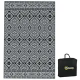 Outsunny Outdoor-Teppich, Kunststoffteppich Wasserabweisender Wendeteppich, Grau,