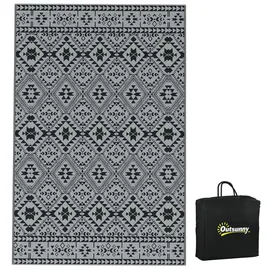 Outsunny Outdoor-Teppich, Kunststoffteppich Wasserabweisender Wendeteppich, Grau,