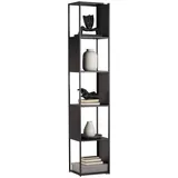 CARRYHOME Regal Schwarz, Metall, 4 Fächer, 37x188x30 cm, Beimöbel erhältlich, stehend, Wohnzimmer, Regale, Bücherregale