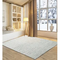 Wollteppich MY HOME "Daoulas", beige (natur grau), B:160cm H:10mm L:230cm, Schurwolle, Teppiche, Handweb Teppich, reine Wolle, modernes Rauten Muster, Scandi Design
